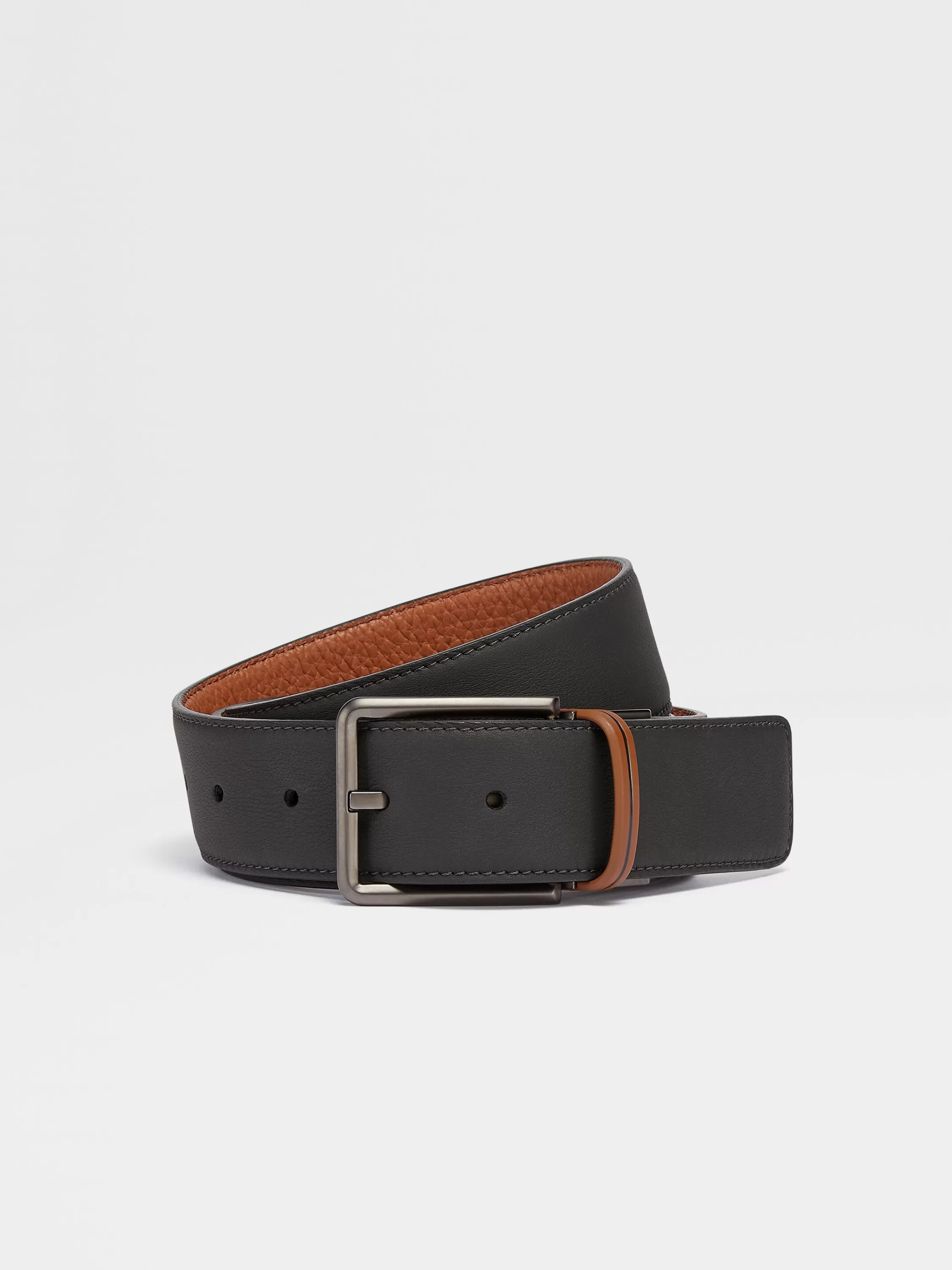 Discount Wendbarer Gürtel aus Leder in Schwarz und Foliage Gürtel