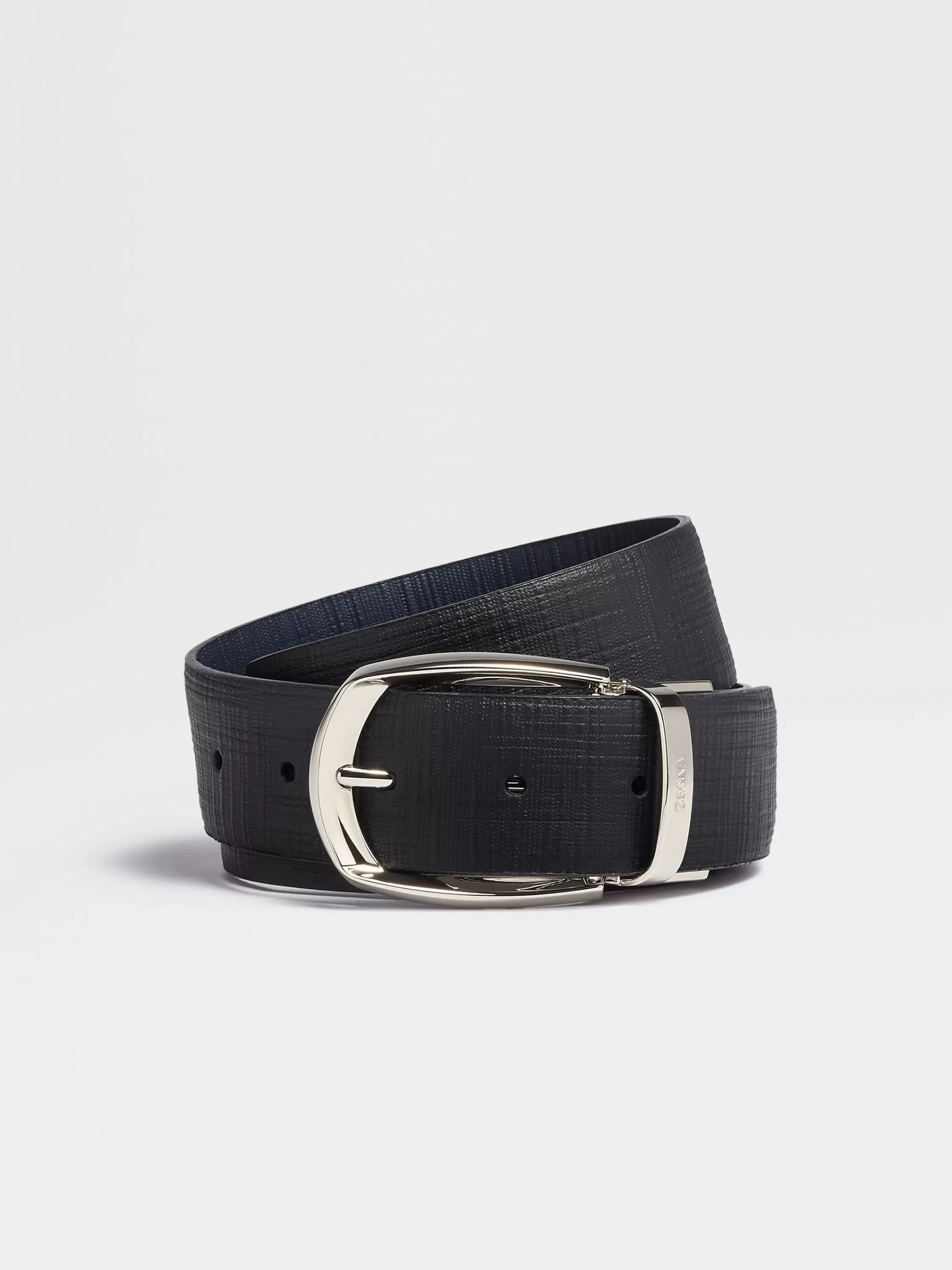 Clearance Wendbarer Gürtel aus Leder in Schwarz und Marineblau Gürtel